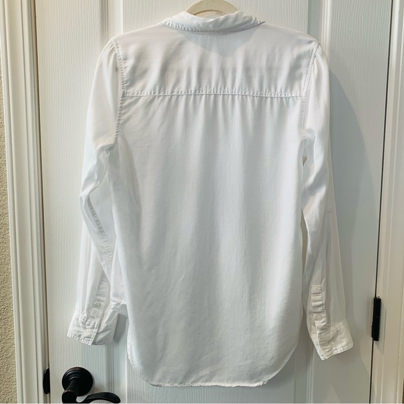 COMO VINTAGE Women’s White Long-sleeve V-neck Button Shirt with Pockets Small - Picture 8 of 10